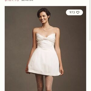 BHLDN Strapless Bow Fit & Flare Mini Dress